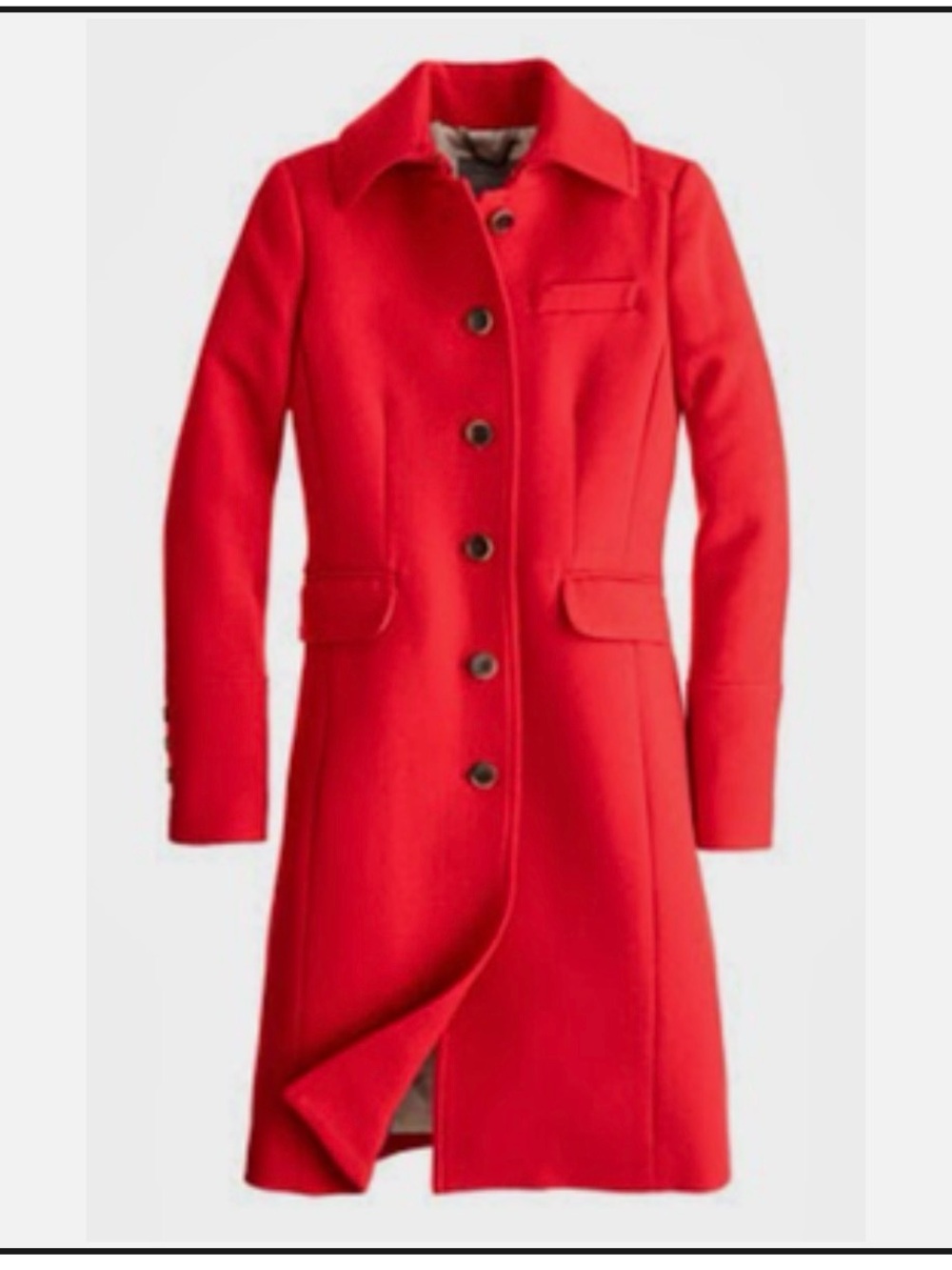 J. Crew Red Wool-Blend Single-Breasted Trench Coat